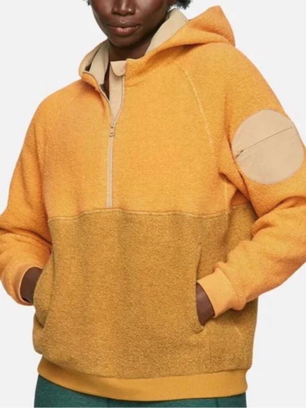 Outdoor Voices MegaFleece Half-Zip Hoodie Wool Blend Sunflower Women’s size